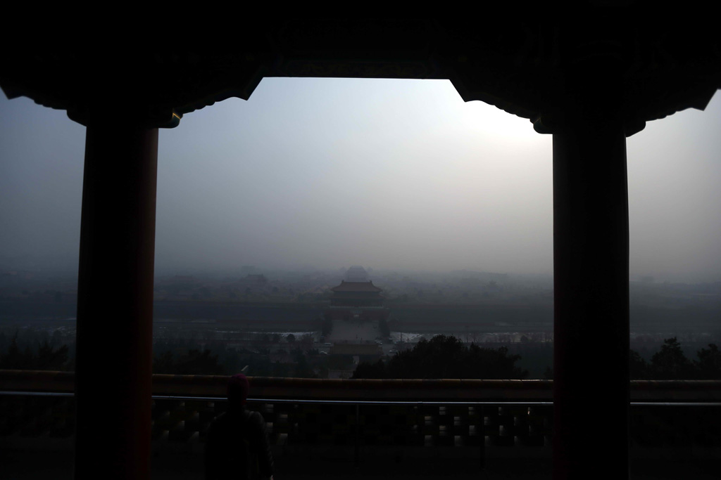 The Forbidden City in heavy smog in Beijing