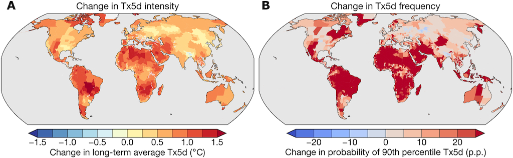 Anthropogenic changes in extreme heat over 1992-2013
